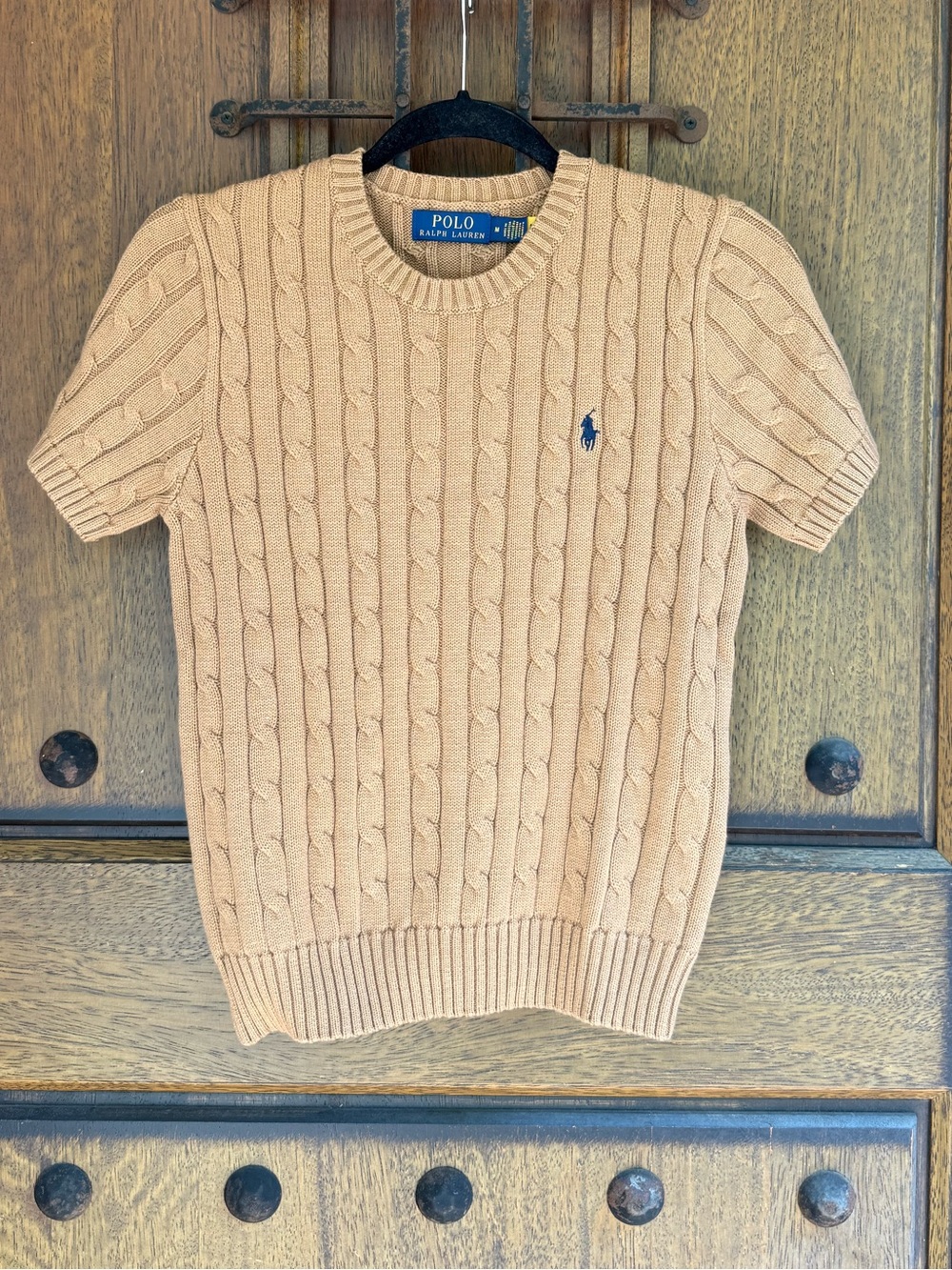 Ralph Lauren Women’s Cable Knit Crewneck Sweater in Tan/ Brown Size M